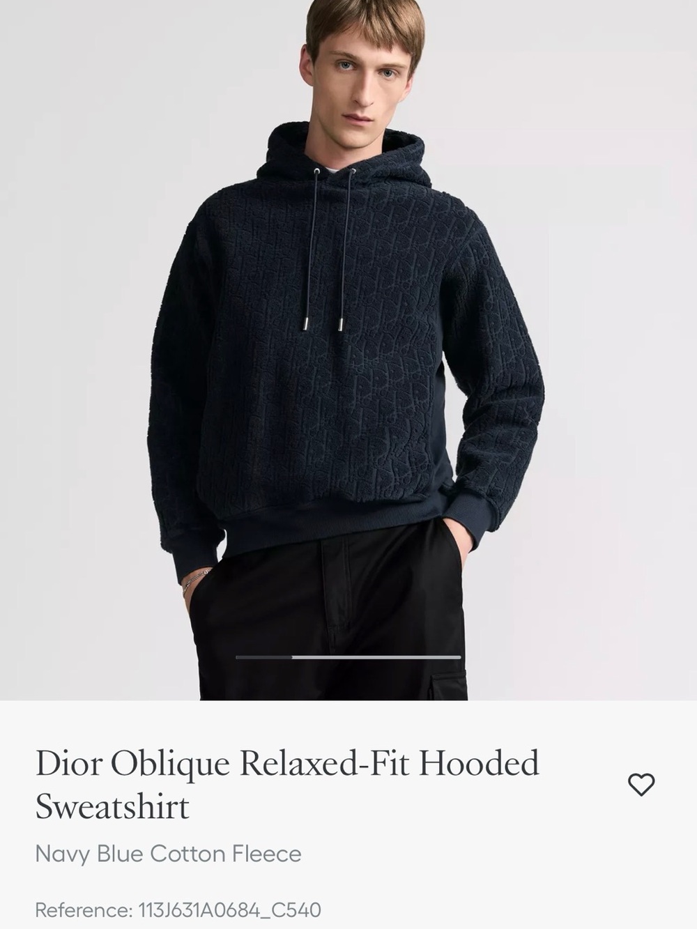 Dior Navy Hooded Oblique-Knit Sweatshirt